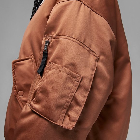 Nike Air Jordan Flight Renegade Womens Bomber Jacket Brown DQ9802-215 NEW Sz M - Picture 6 of 9